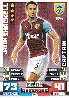 Jason Shackell Burnley 2014/15 Topps Match Attax Captain #C3